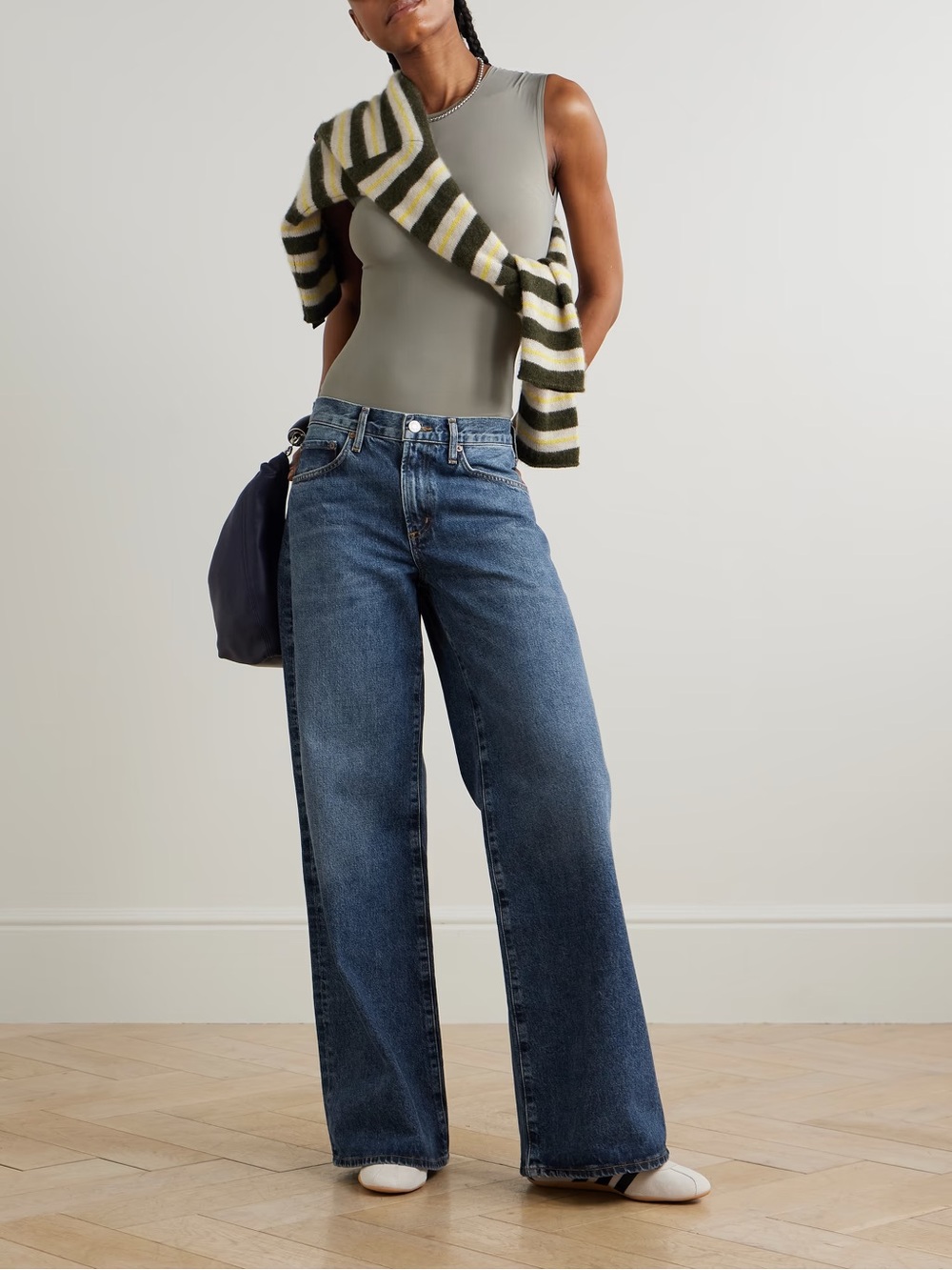 AGOLDE Clara Mid-Rise Baggy Wide-Leg Jeans Medium Wash Size 26